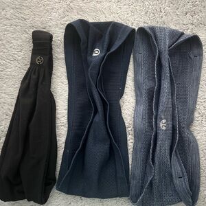 Lululemon Unisex Black and Blue Headband Set of 3